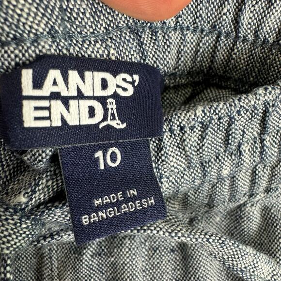 Lands' End 100% Linen Gray Elastic Waist High Rose Cropped Casual Pants Size 10 - Picture 7 of 9